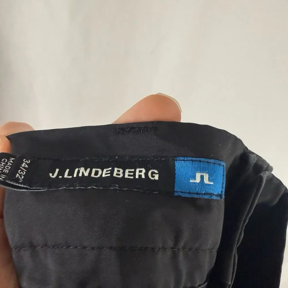 J. Lindeberg Golf Pants Men's 34x32 Black Flat Front Slash Pockets Tech Fit